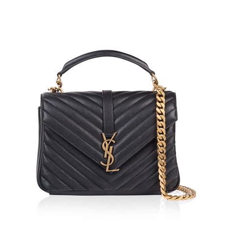 YSL College Medium in black with brushed silver 